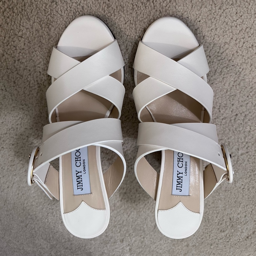 Jimmy Choo Brand New Delila White Wedge Sandals